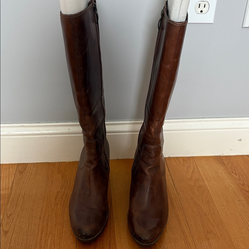 Tamaris Brown Leather Knee-High Boots